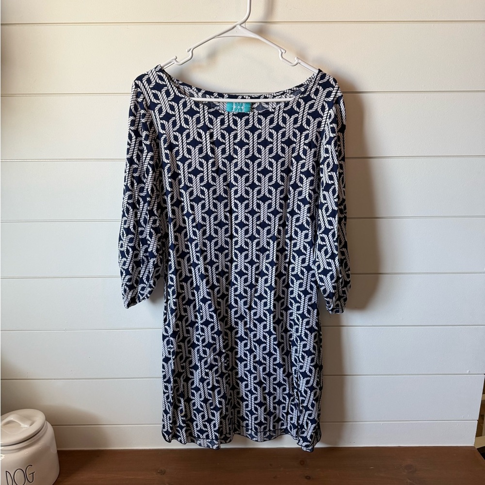 Navy and White nautical print dress